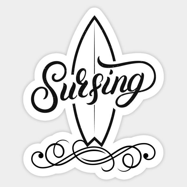 Surfing Tattoo Art Surfboard Waves Sticker by TammyWinandArt